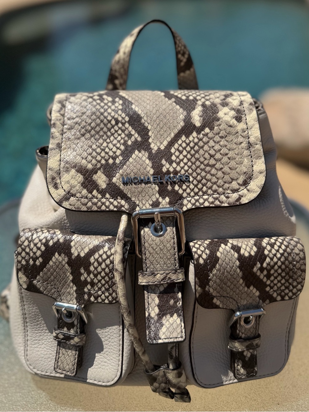 MICHAEL KORS Snake-Print Leather Backpack
